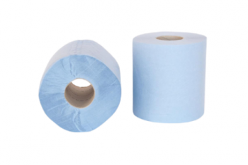 Papieren poetsdoeken 2-laags blauw 204 mm x 150 meter per rol
