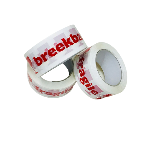 Tape PP acryl 48 mm x 100 mtr bedrukt breekbaar 36 rollen (€2.70 per rol)