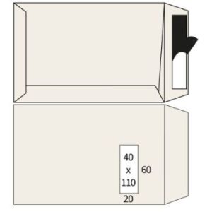 Akte enveloppen Lessebo Design 1.3 natural 115g/m² 229 x 324 mm venster rechts strip