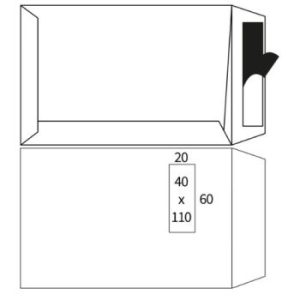 Akte enveloppen Lessebo Design 1.3 bright 115g/m² 229 x 324 mm venster links strip