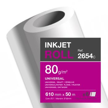 Clairefontaine inkjet rollen wit 80 g/m² 610 mm x 50 M 50 mm
